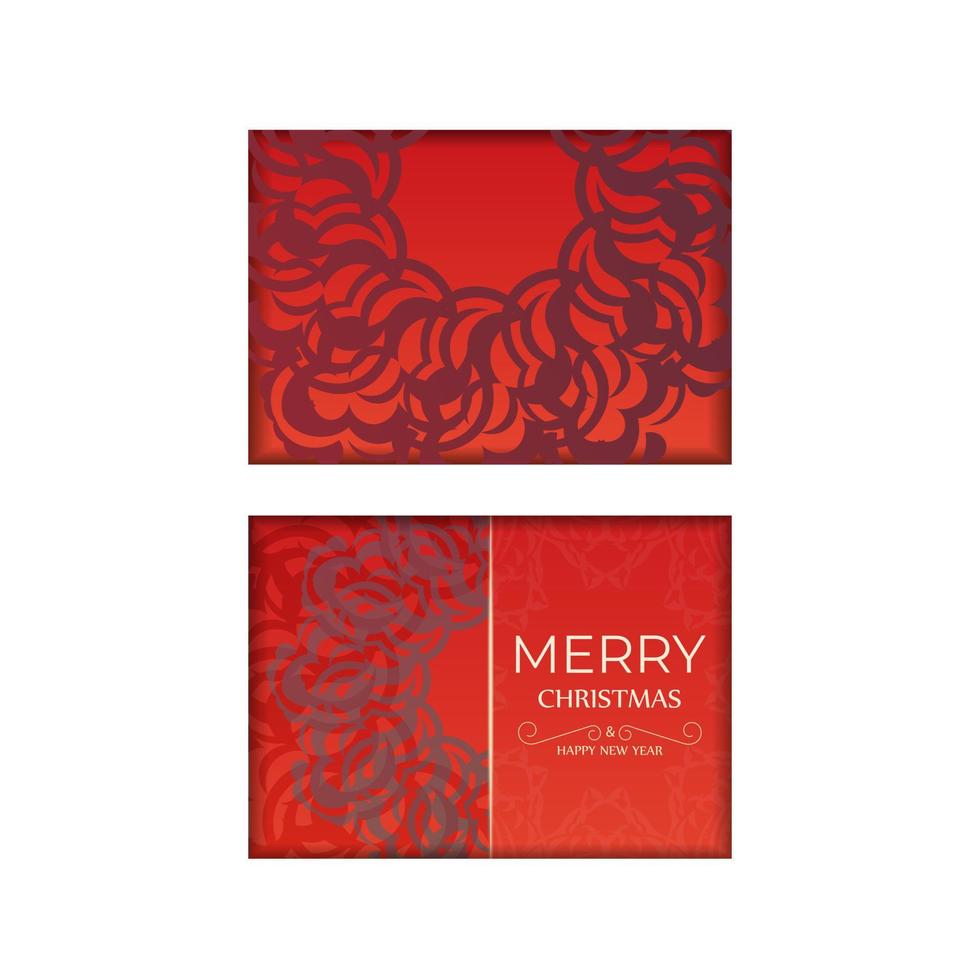cor vermelha feliz natal e feliz ano novo panfleto com ornamento abstrato cor de vinho vetor
