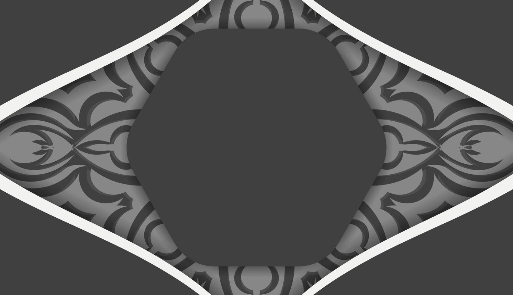 banner preto com ornamento branco mandala e lugar para texto vetor