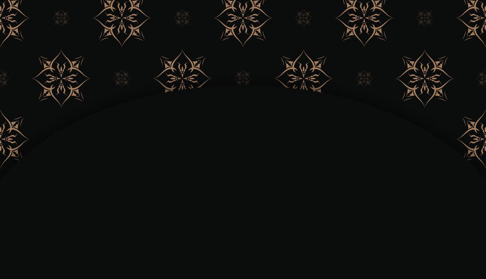 modelo de banner de cor preta com ornamento de mandala marrom para design de logotipo vetor