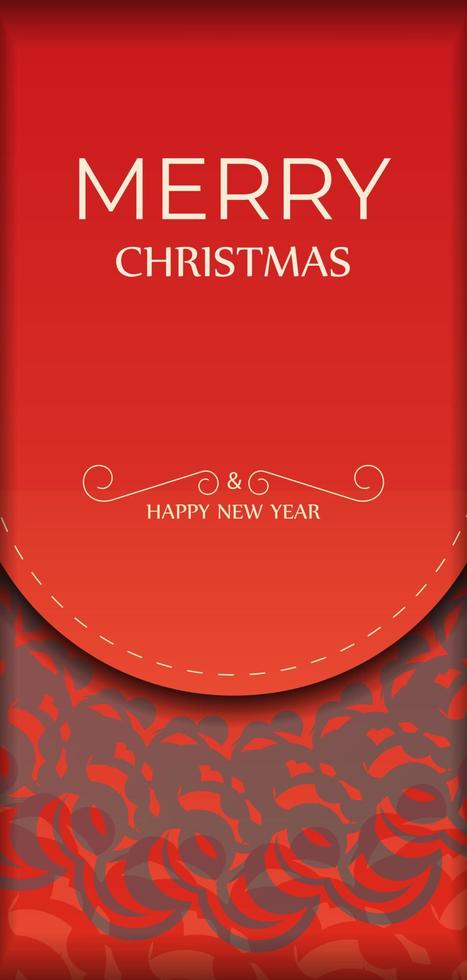 modelo de cartão feliz natal e feliz ano novo cor vermelha com ornamento de inverno borgonha vetor