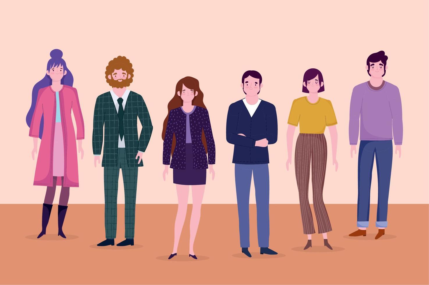 funcionários de homens e mulheres de negócios em pé personagem de desenho animado vetor
