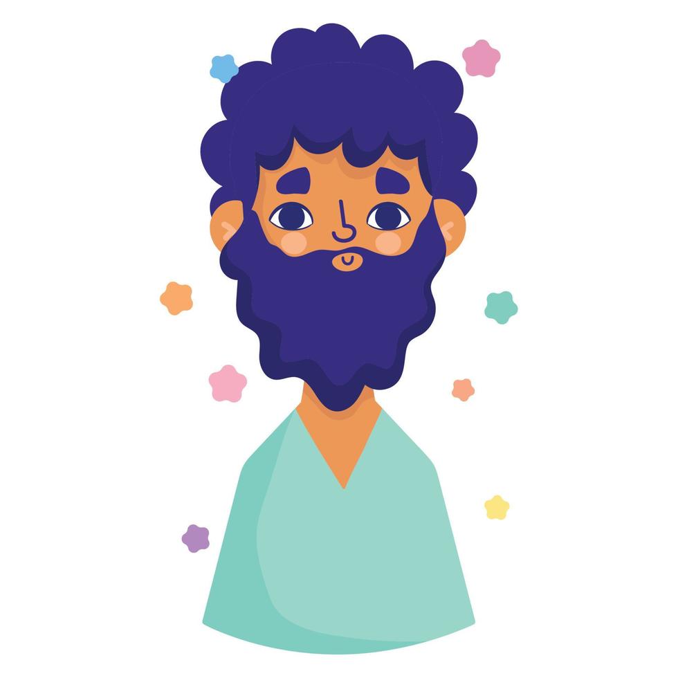 homem afro-americano com avatar de personagem de barba em desenho animado vetor