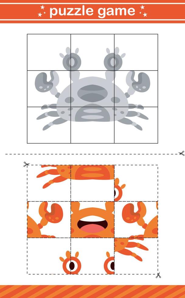 jogo de quebra-cabeça de jogo de quebra-cabeça de animais para crianças vetor