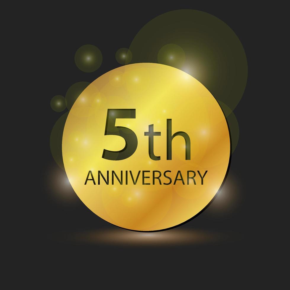 placa de círculo de ouro logotipo elegante celebração de aniversário de 5 anos vetor