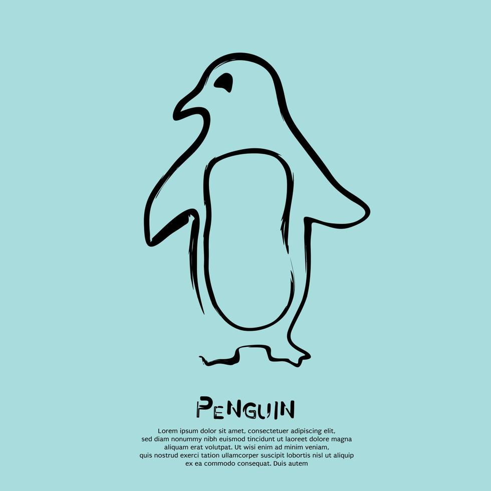 desenho de mão minimalista de pinguim. ilustração vetorial vetor