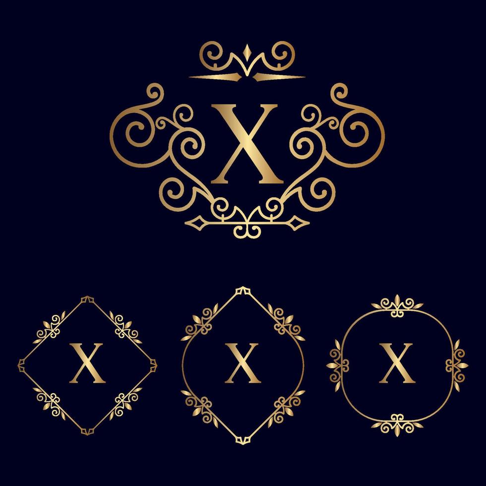 logotipo de beleza real de ouro x vetor