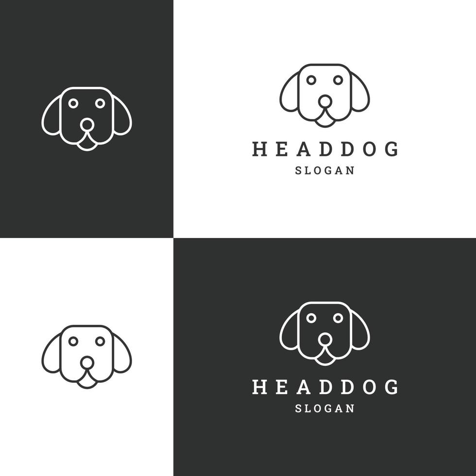 modelo de design plano de ícone de logotipo de cachorro de cabeça vetor