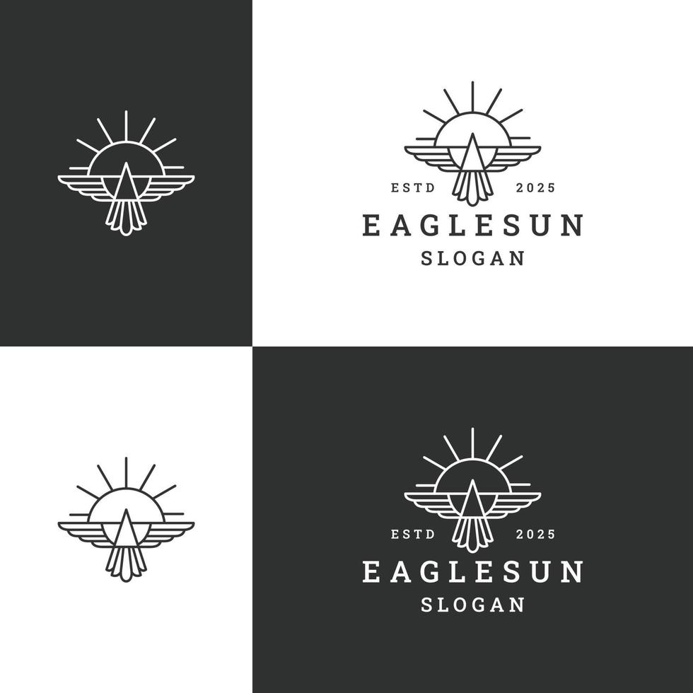 ilustração em vetor modelo de design de ícone de logotipo de sol de águia