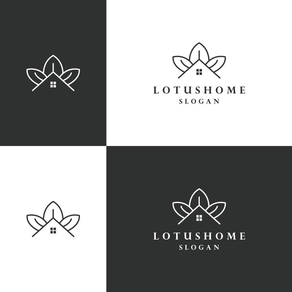 modelo de design plano de ícone de logotipo em casa de lótus vetor