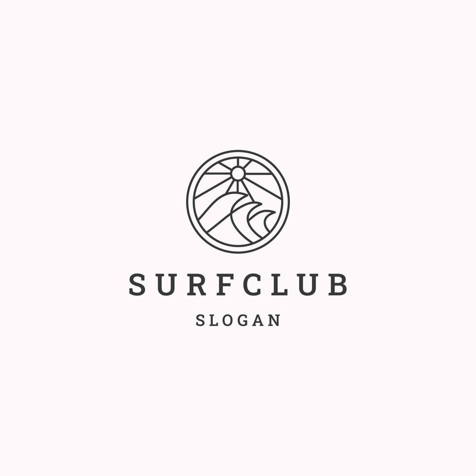 modelo de design de ícone de logotipo de clube de surf vetor