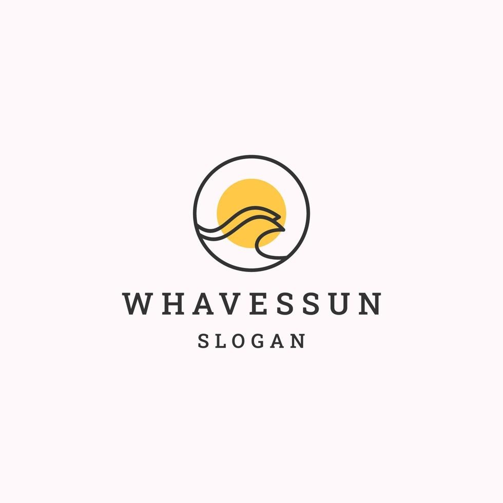 modelo de design plano de ícone de logotipo de sol whave vetor