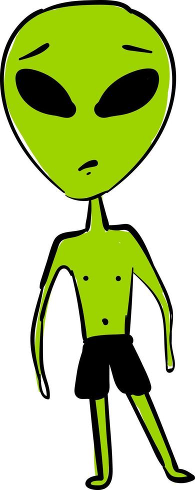 alienígena verde, ilustração, vetor em fundo branco.