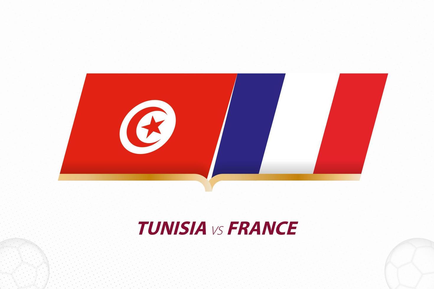 tunísia vs frança na competição de futebol, grupo a. contra o ícone no fundo do futebol. vetor