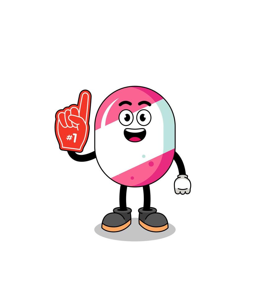 mascote dos desenhos animados dos fãs de doces número 1 vetor