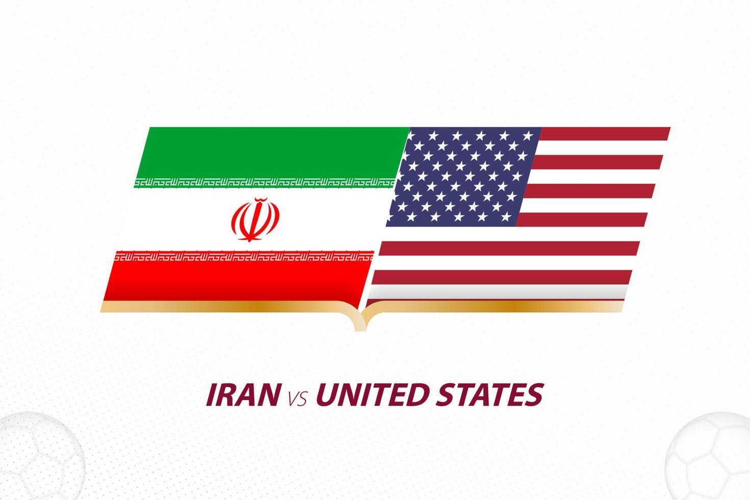Irã x Estados Unidos na competição de futebol, grupo a. contra o ícone no fundo do futebol. vetor