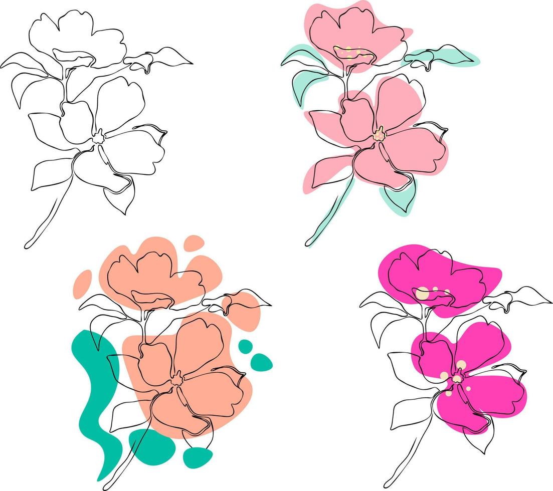 artes botânicas. mão desenhada desenho de linha contínua de flor abstrata. ilustração vetorial. vetor