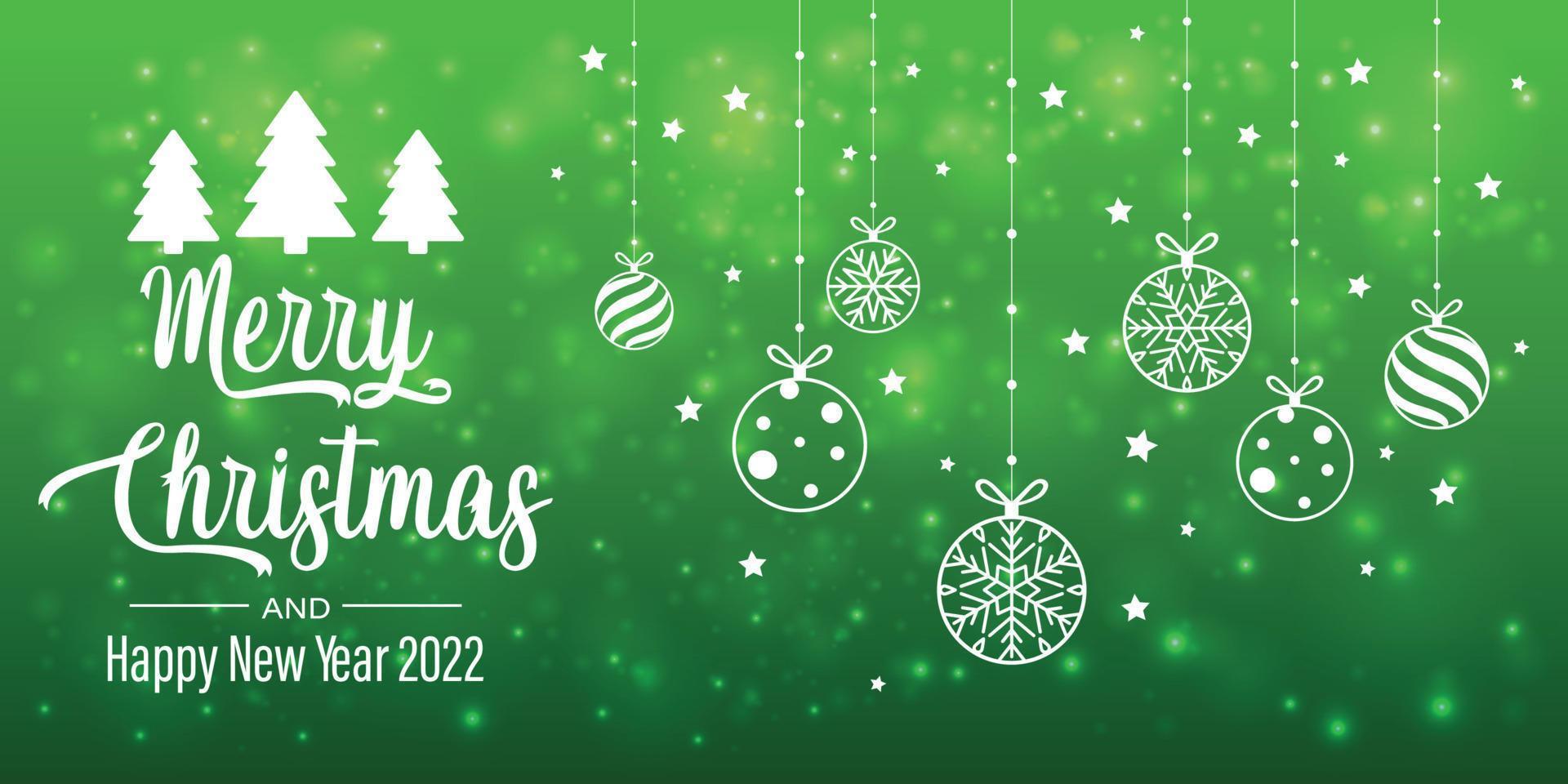fundo verde de natal festivo com decorações de natal douradas e brilhos dourados. ilustração vetorial. vetor