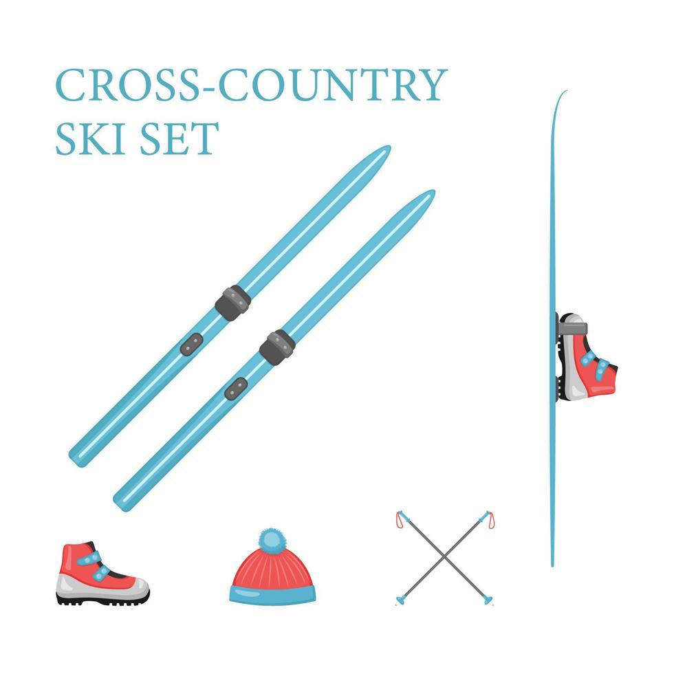 conjunto de esqui cross-country. ilustração vetorial vetor