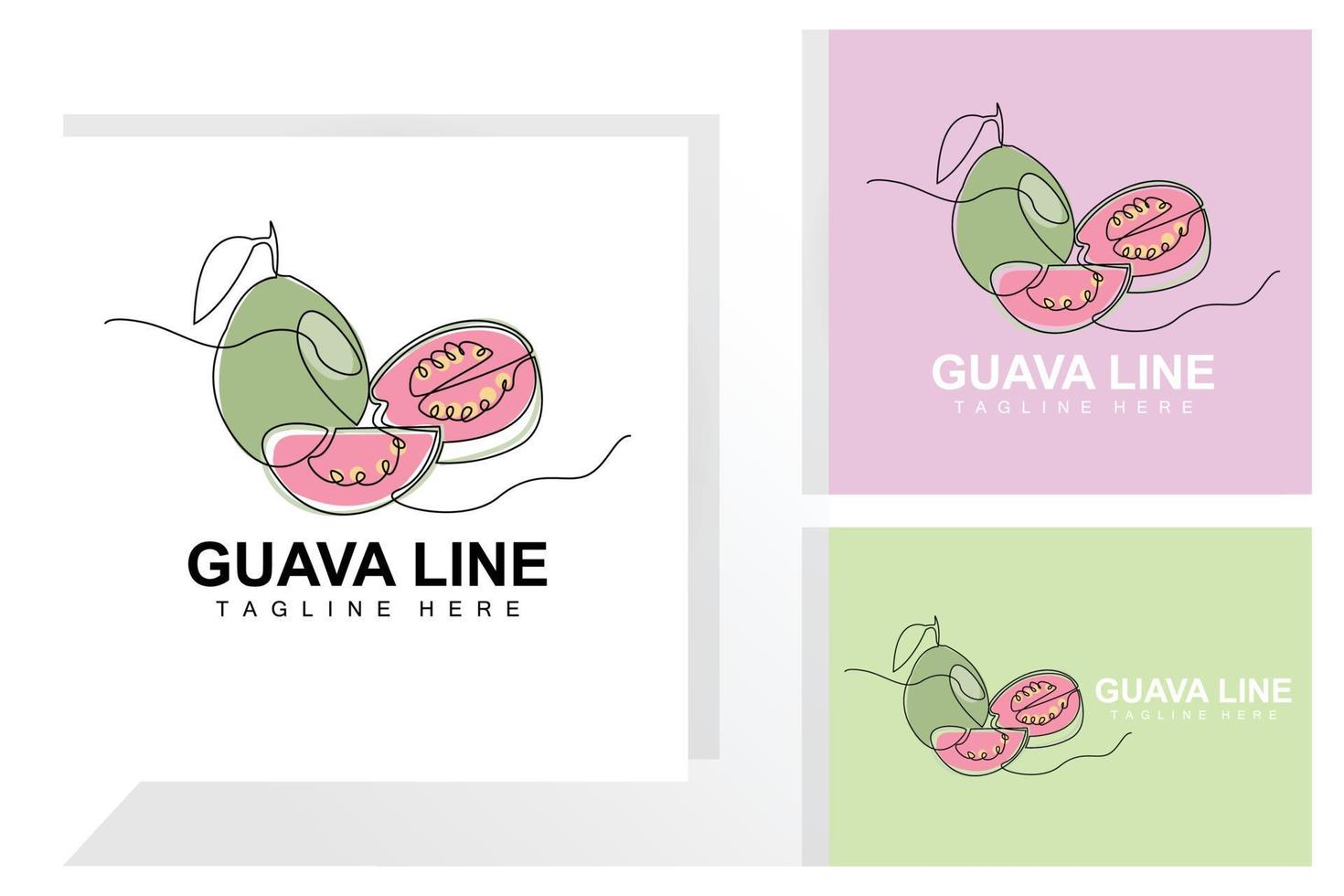 vetor de design de logotipo de goiaba de água com estilo de linha ilustração de mercado de frutas frescas planta de vitamina