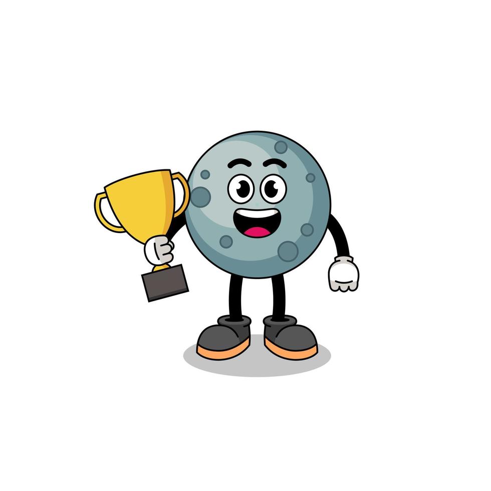 mascote de desenho animado de asteróide segurando um troféu vetor