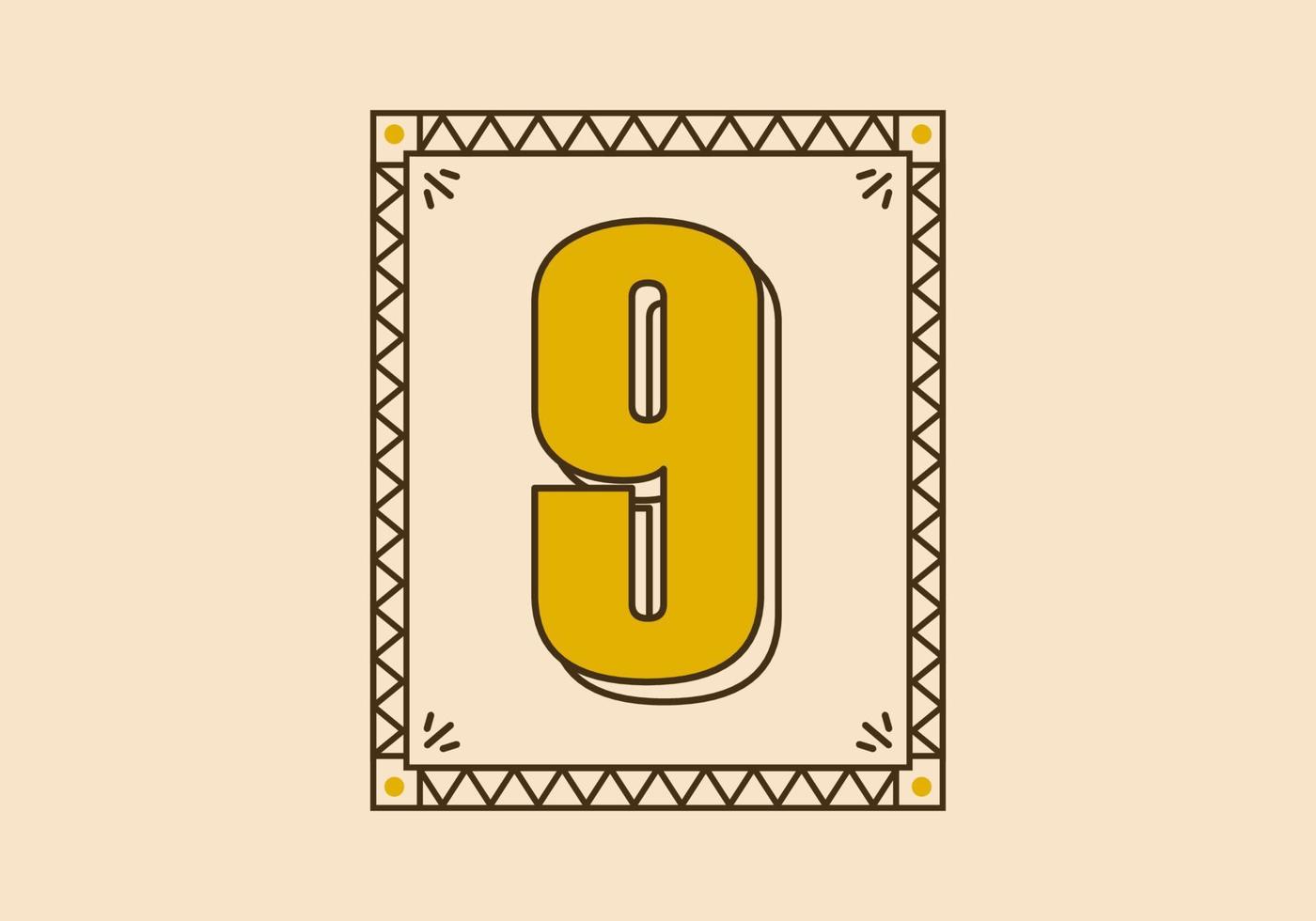 moldura de retângulo vintage com o número 9 nele vetor