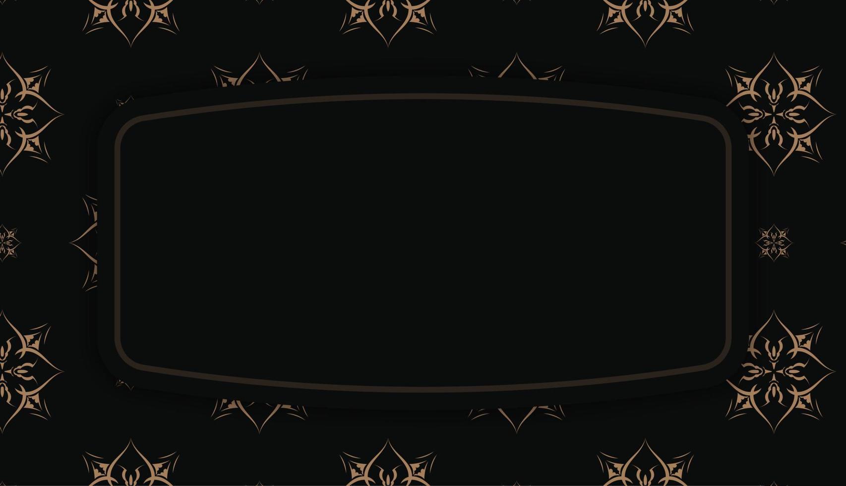 modelo de banner preto com luxuoso ornamento marrom e espaço para logotipo ou texto vetor