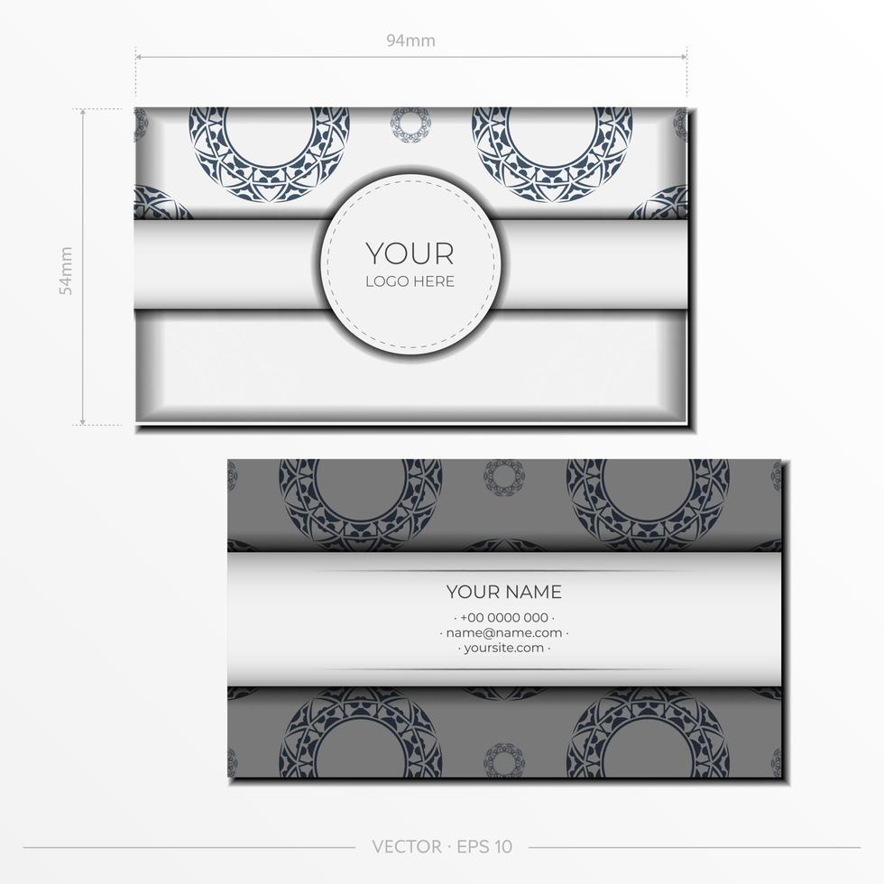design de cartão de visita branco pronto para impressão com padrões. modelo de cartão de visita de vetor com lugar para o seu texto e ornamento abstrato.