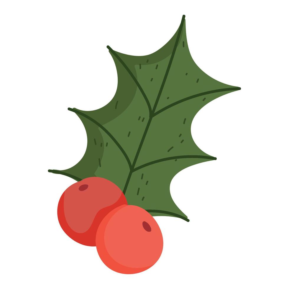 ícone de natureza de decoração de azevinho de natal de inverno vetor