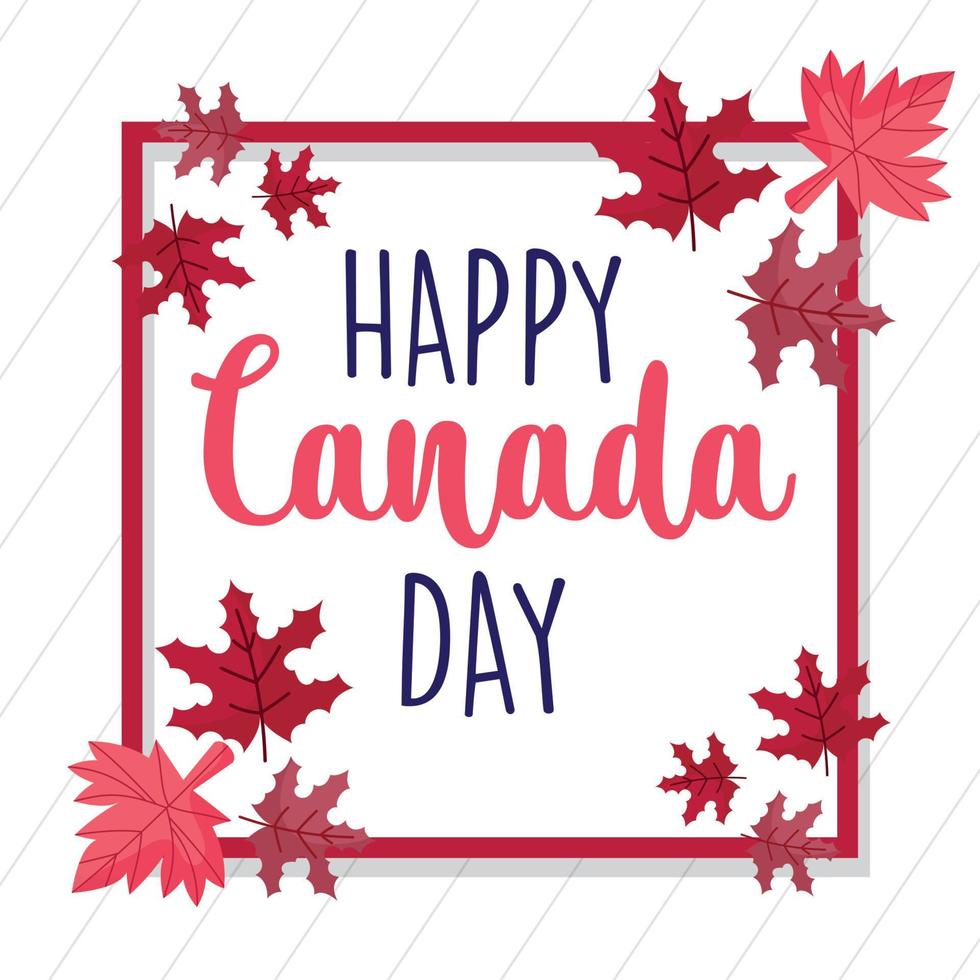 quadro folhas de bordo canadenses de design vetorial feliz dia do canadá vetor