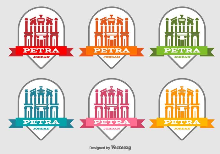 Petra jordan building vector labels