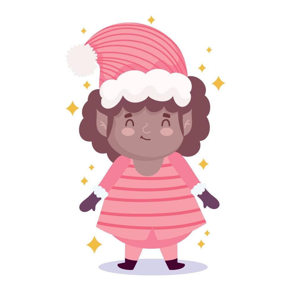 feliz natal ajudante com decoração de chapéu e ícone de celebração vetor