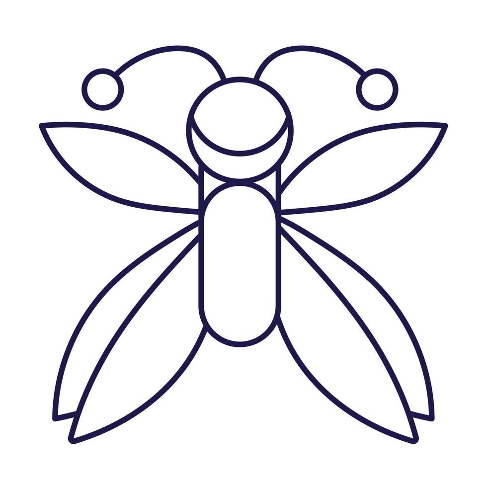 animal inseto alado no estilo de ícone de linha de desenho animado vetor