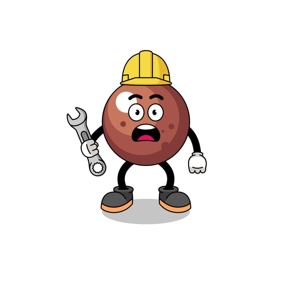 ilustração de personagem de bola de chocolate com erro 404 vetor