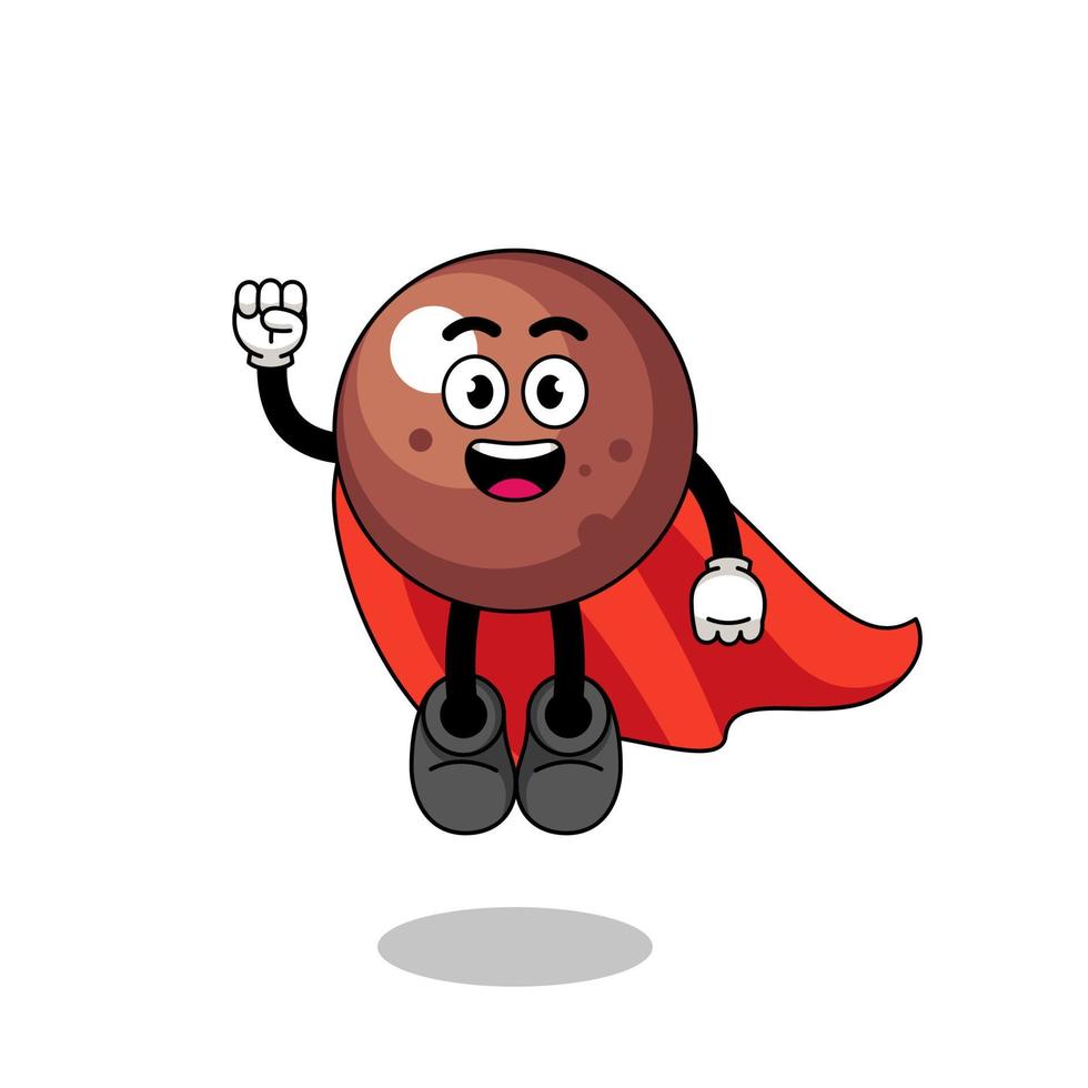 desenho de bola de chocolate com super-herói voador vetor