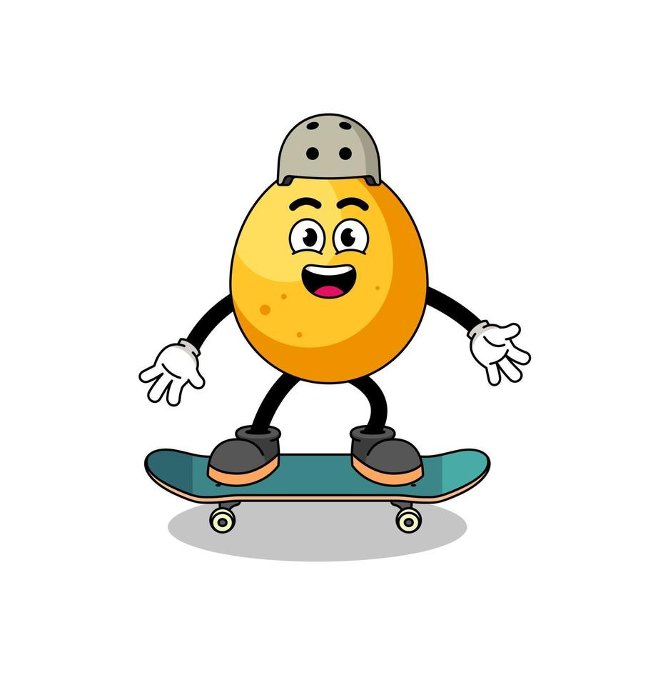 mascote de ovo dourado jogando um skate vetor