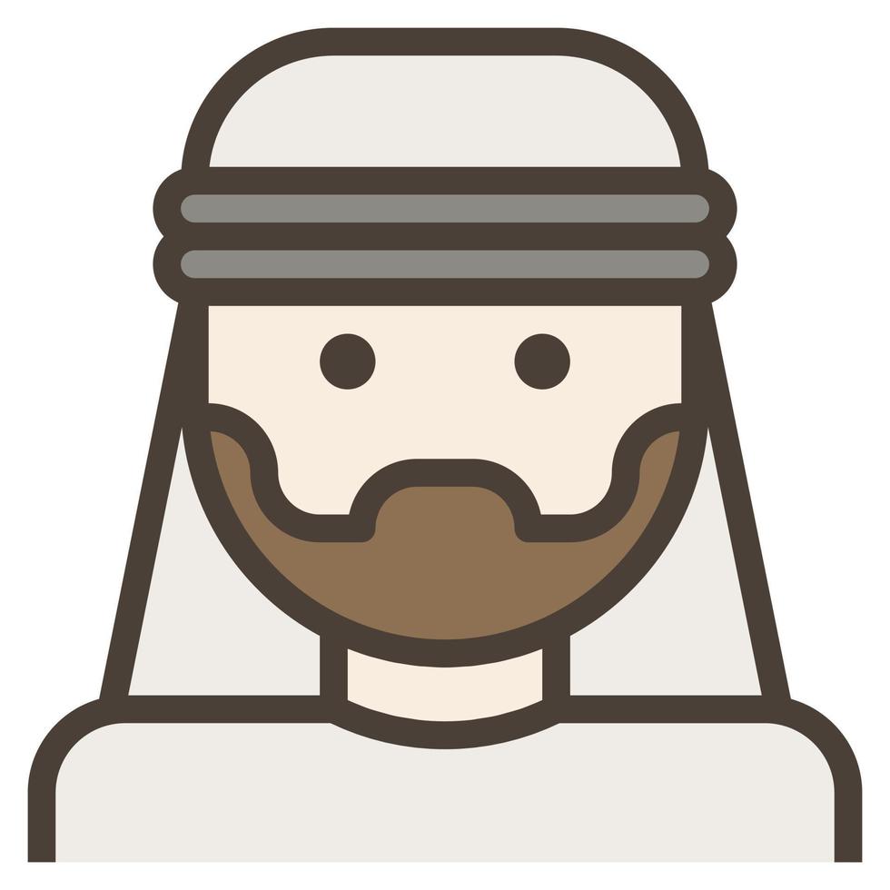 homem árabe avatar cabelo facial barba turbante ícone de clip art vetor
