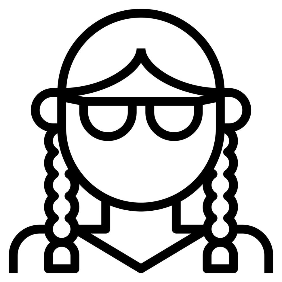 trança trança trança óculos menina avatar mulher clip art ícone vetor