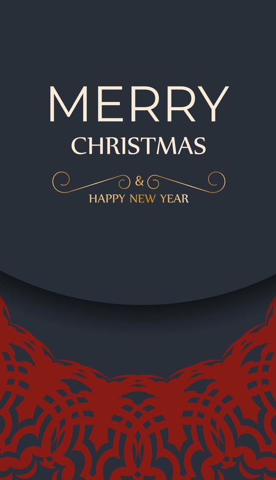 feliz ano novo modelo de cartaz e ornamento vermelho. feliz natal pronto para imprimir design de cartão de cor cinza com padrões de inverno. vetor