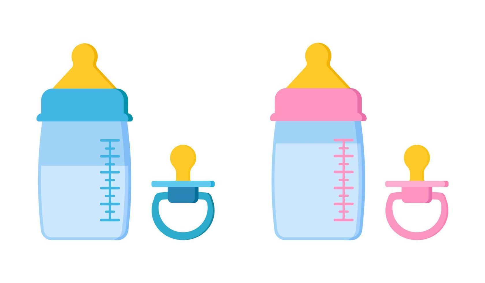 conjunto de ícones de manequim de bebê chupeta para bebê recém-nascido e mamadeiras. vetor