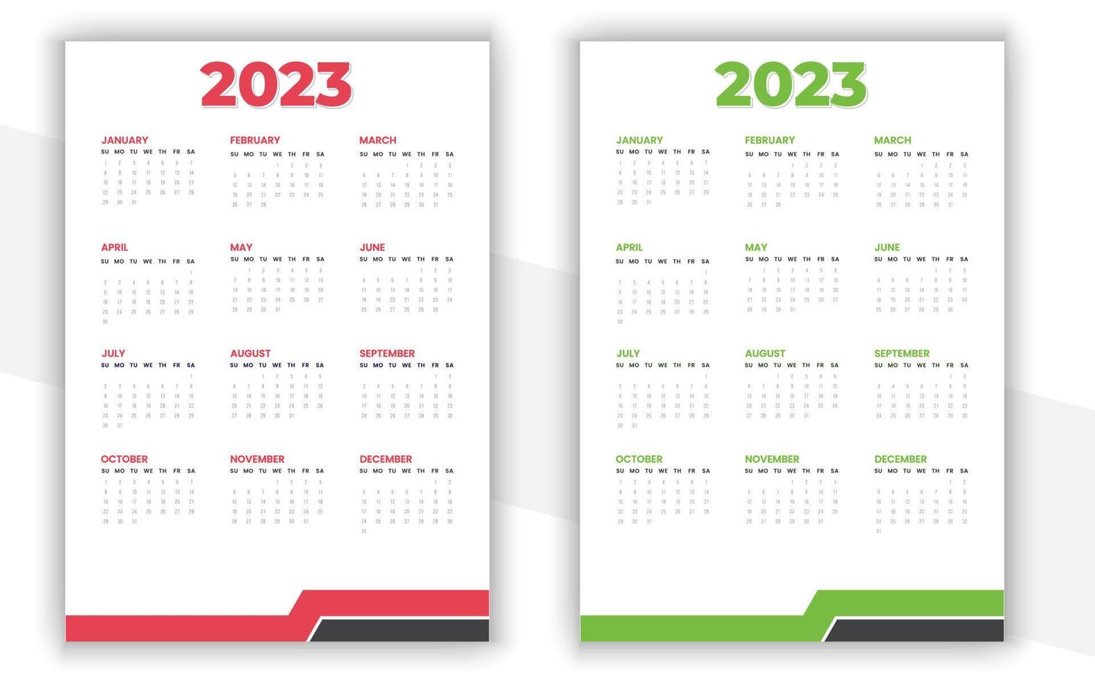 design de calendário de parede 2023 vetor