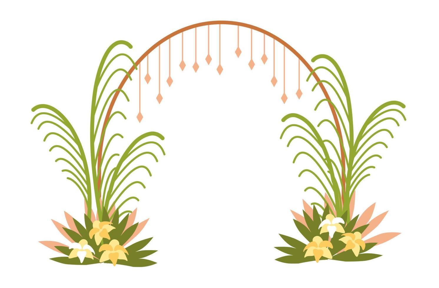 arco de casamento com flores. estilo tropical do Havaí. uma cerimônia para os noivos. Casamento bonito vetor