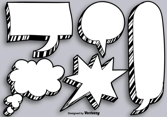 Vector Hand Drawn Blank Blank Speech Bubbles