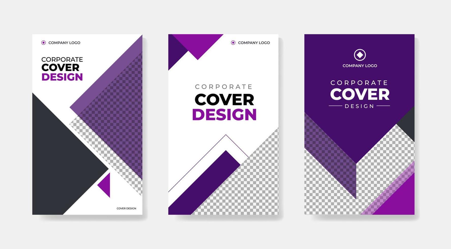 design de capa roxa para banner de folheto de capa de livro da empresa relatório anual ect vetor