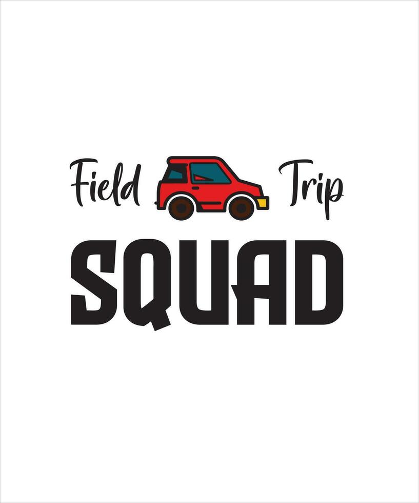 design de camiseta de esquadrão de viagem de campo com vetor de carro colorido