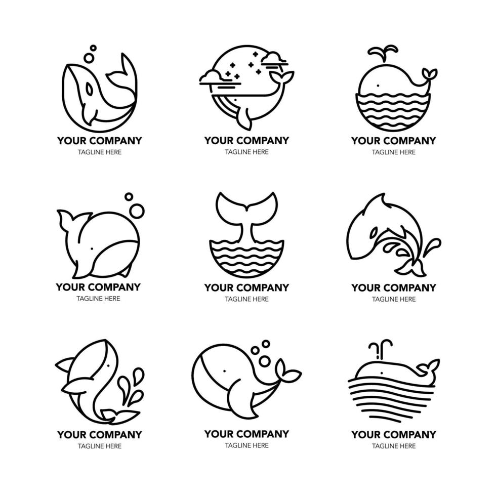 coleção de logotipos de baleias vetor
