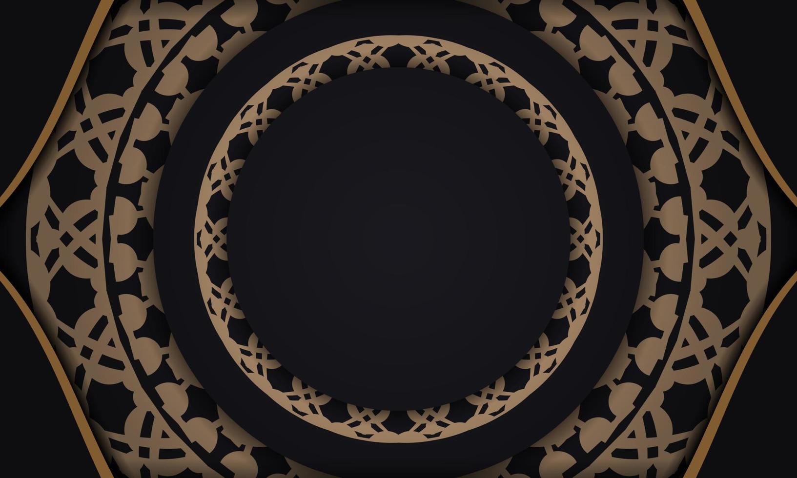 banner preto com luxuoso ornamento marrom e lugar para o seu texto vetor