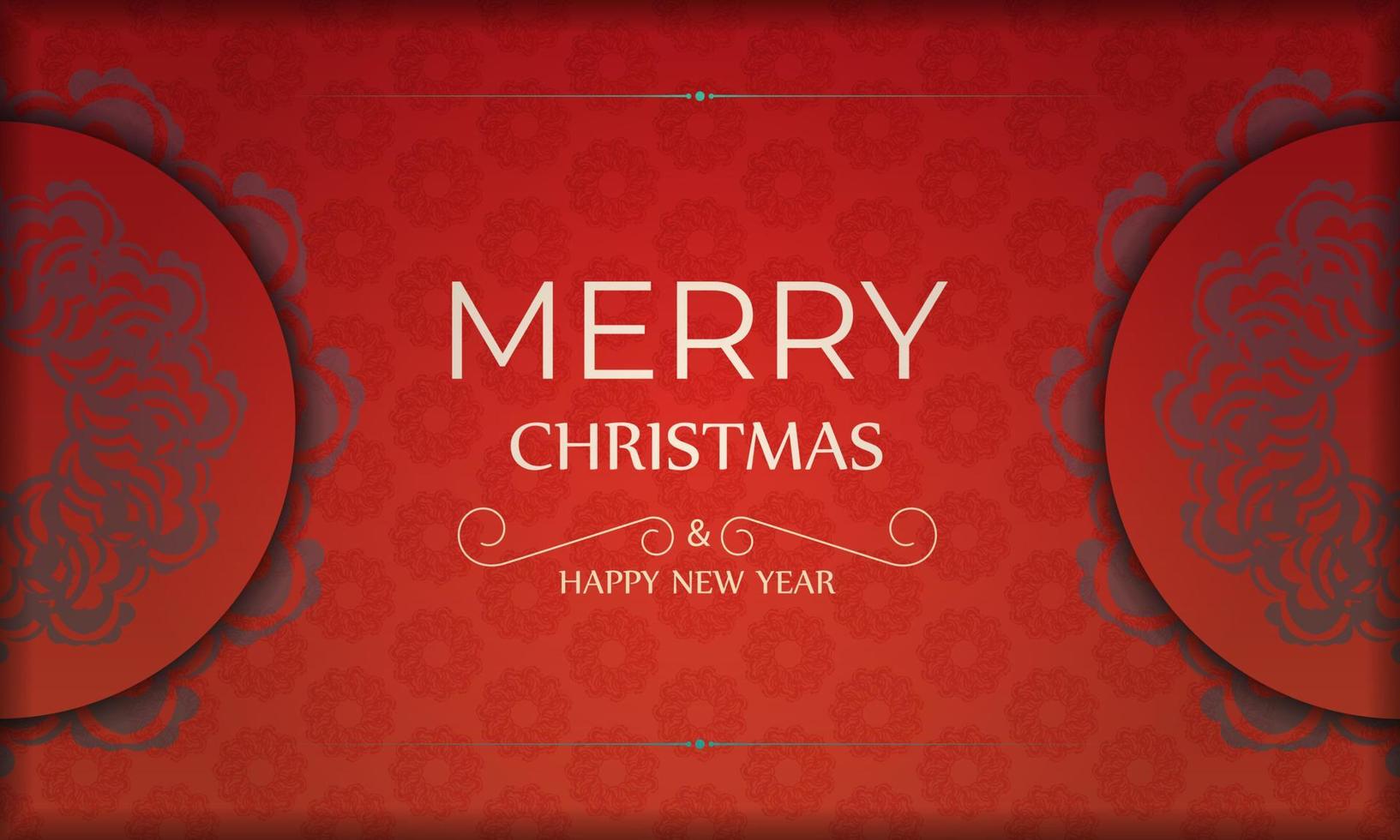 cartão de férias feliz natal e feliz ano novo na cor vermelha com padrão de luxo bordô vetor
