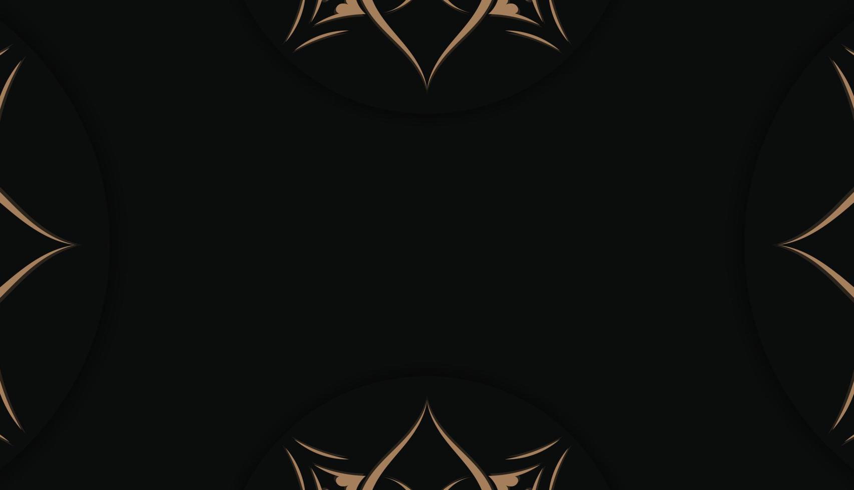 modelo de banner preto com luxuoso ornamento marrom e espaço para seu logotipo vetor