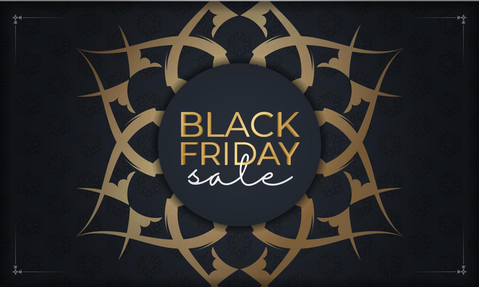 modelo de publicidade de venda de sexta-feira preta azul escuro com ornamento de ouro redondo vetor