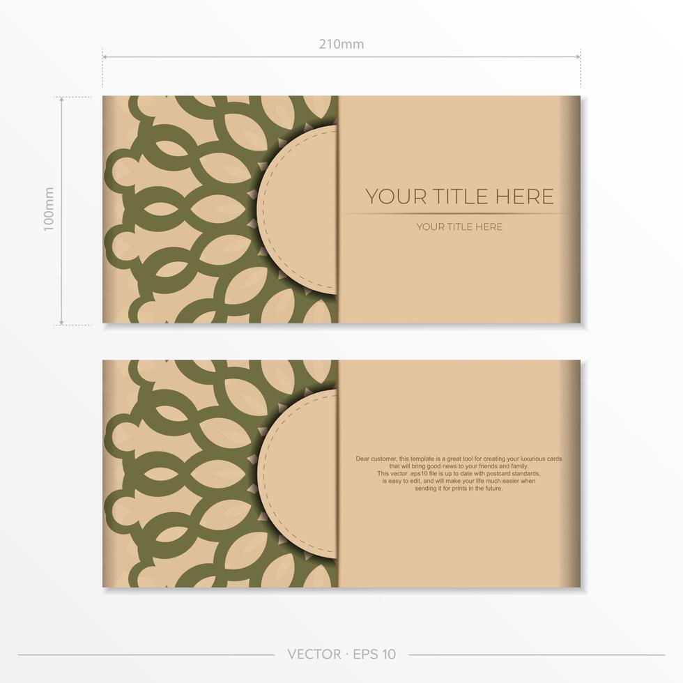 vector design de cartão de cor bege com padrões de mandala. design de cartão de convite com espaço para seu texto e ornamento abstrato.